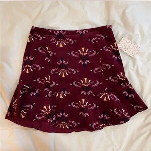 Size 0 Free People burgundy peplum mini skirt
